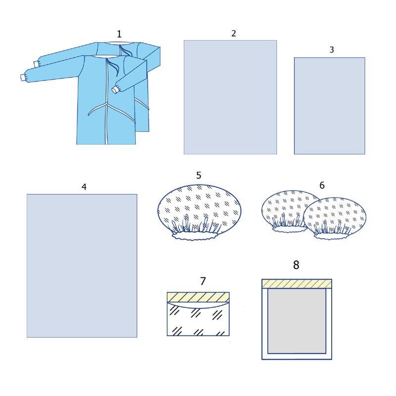 Комплект одягу та покриттів операційних для ангіографії №7 Taipan-Pharm стерильний